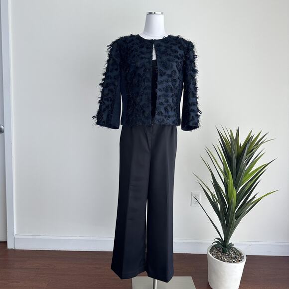 St John Evening Jacket 12 Navy Textured Fringe Cocktail Statement Luxury Blazer - Picture 3 of 13